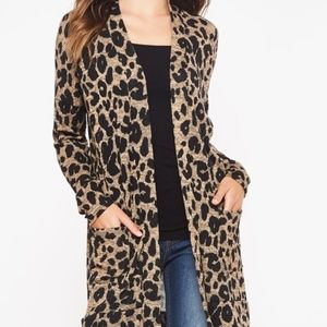 BEESON RIVER LEOPARD PRINT ANIMAL CARDIGAN sweater wrap SM-3X BOHEMIAN western